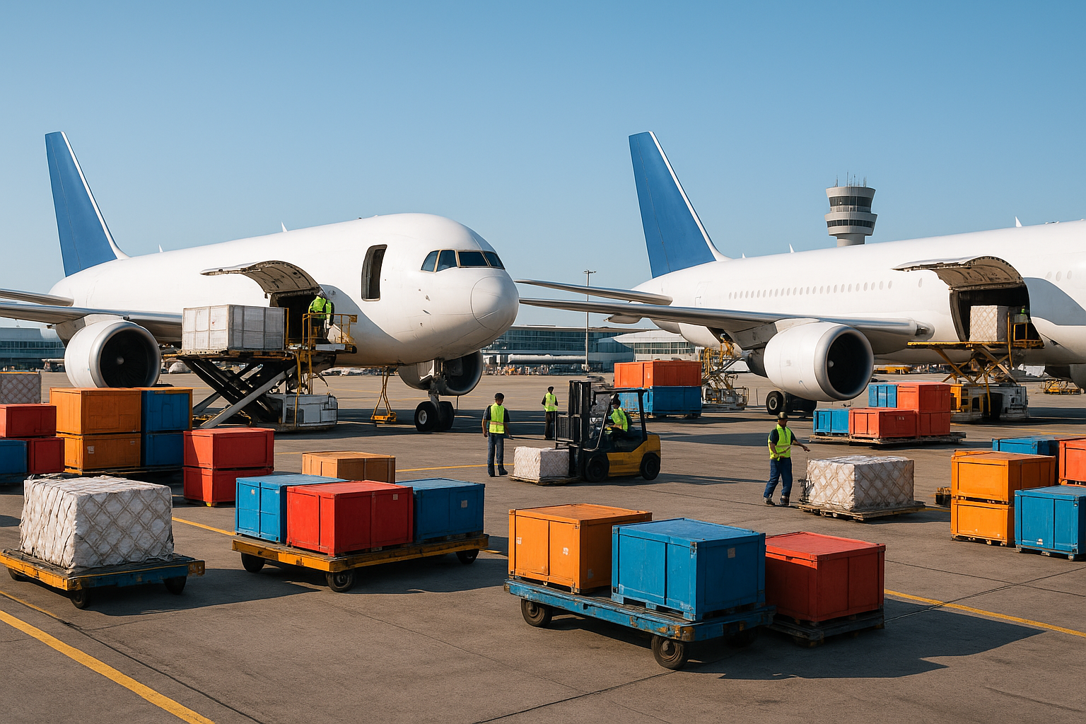 Air freight cargo on airport
